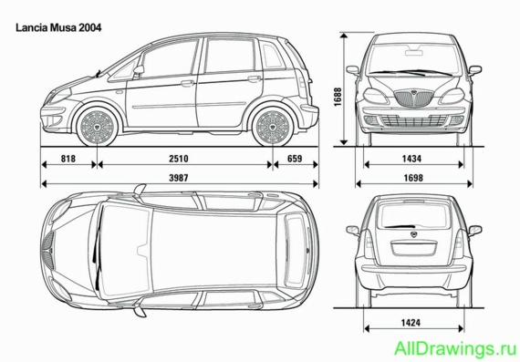 Lancia Musa (2004) (Lianca Musa (2004)) - drawings (drawings) of the car